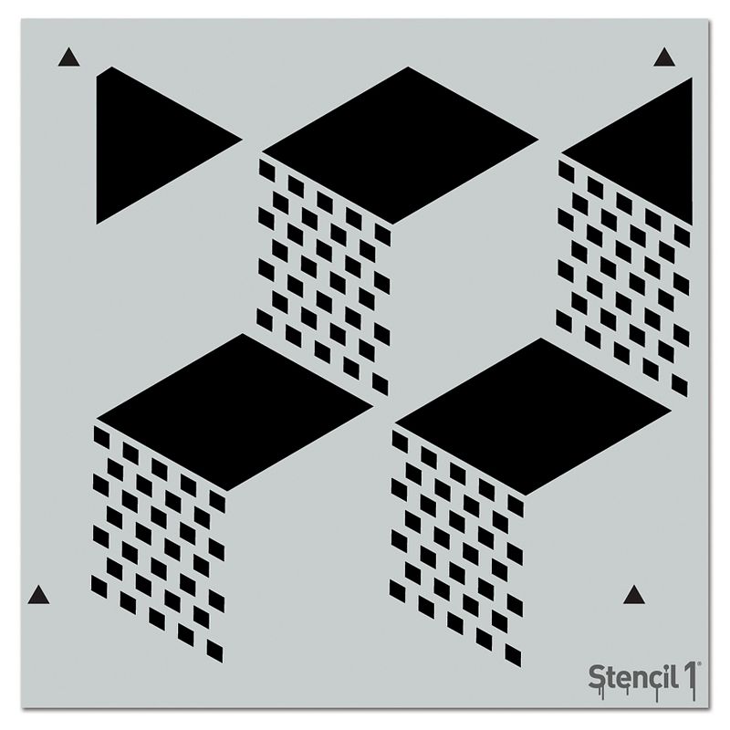 Stencil1 Geometric 3D Repeating - Wall Stencil 11" x 11"