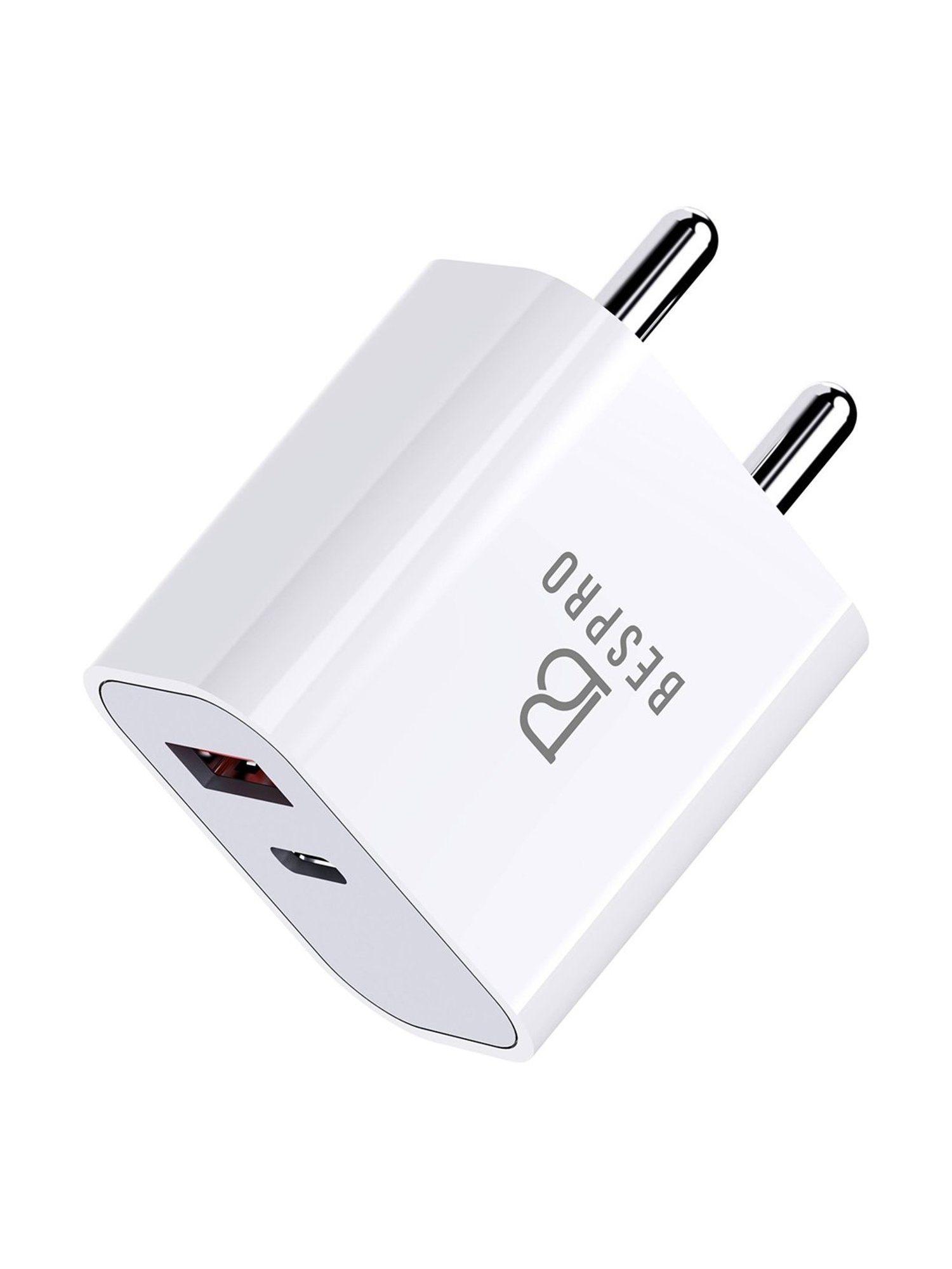 Bespro 20 W 1.67 A Multiport Mobile 20W Dual Port USB and Type C PD Fast Charger Adapter - White