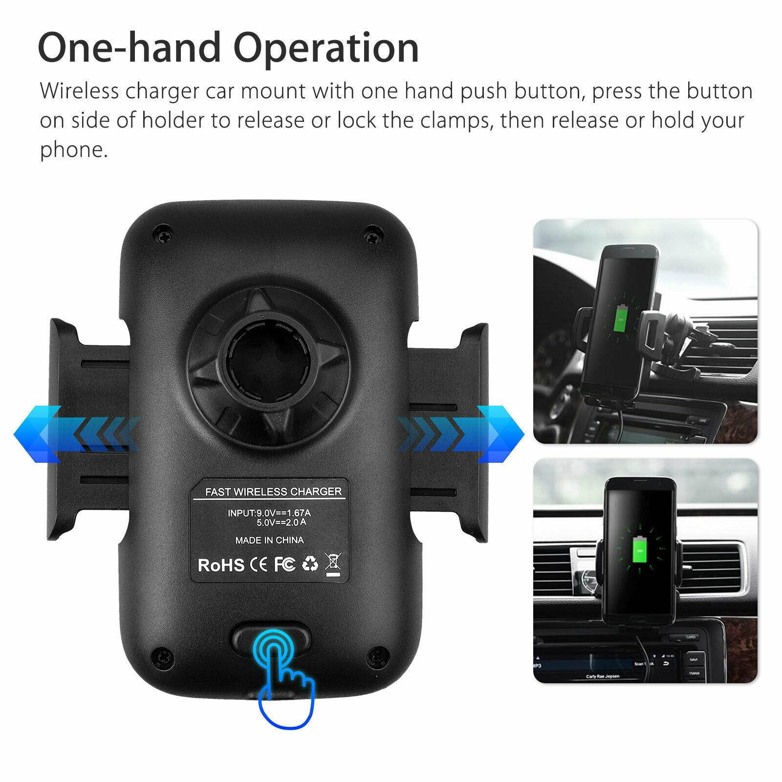 360 Degree Car Cup Holder Wireless Charger Stand Mount for iPhone 8 X Cell Phone