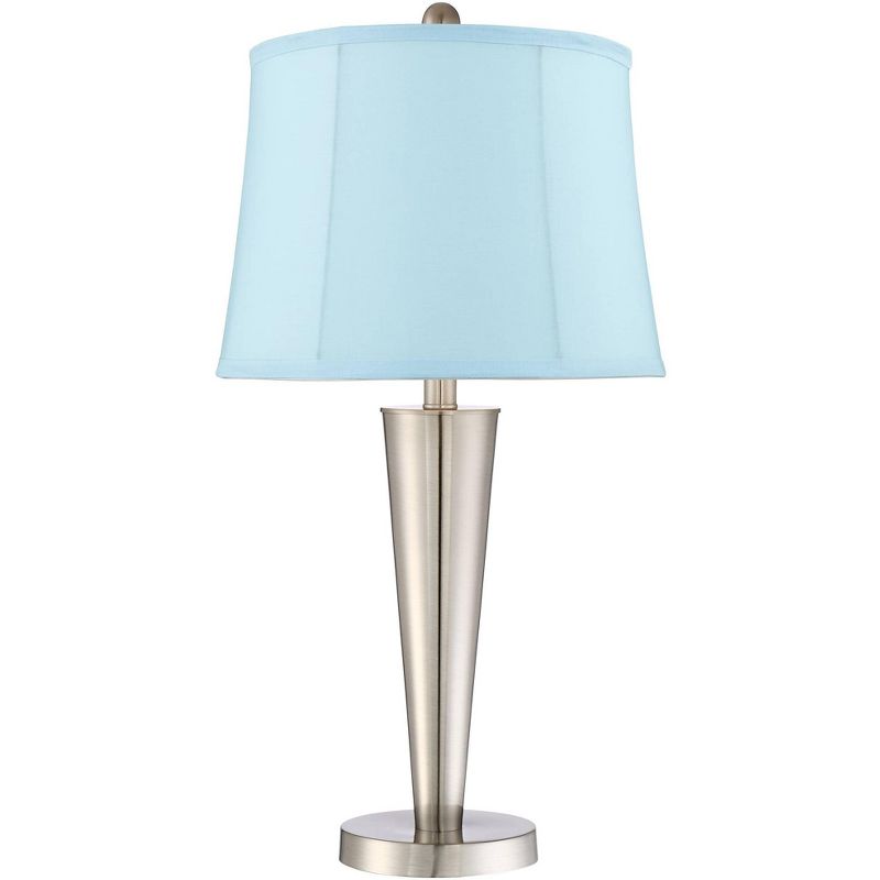 360 Lighting Geoff Brushed Nickel USB Blue Softback Table Lamps Set of 2