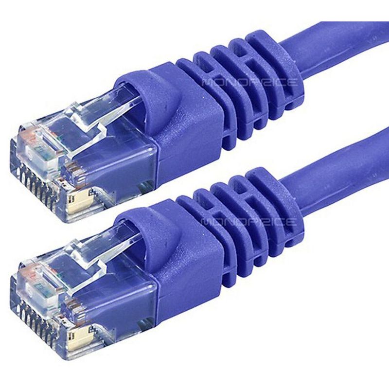 Monoprice Cat6 Ethernet Patch Cable - 5 Feet - Purple | Network Internet Cord - RJ45, Stranded, 550Mhz, UTP, Pure Bare Copper Wire, 24AWG