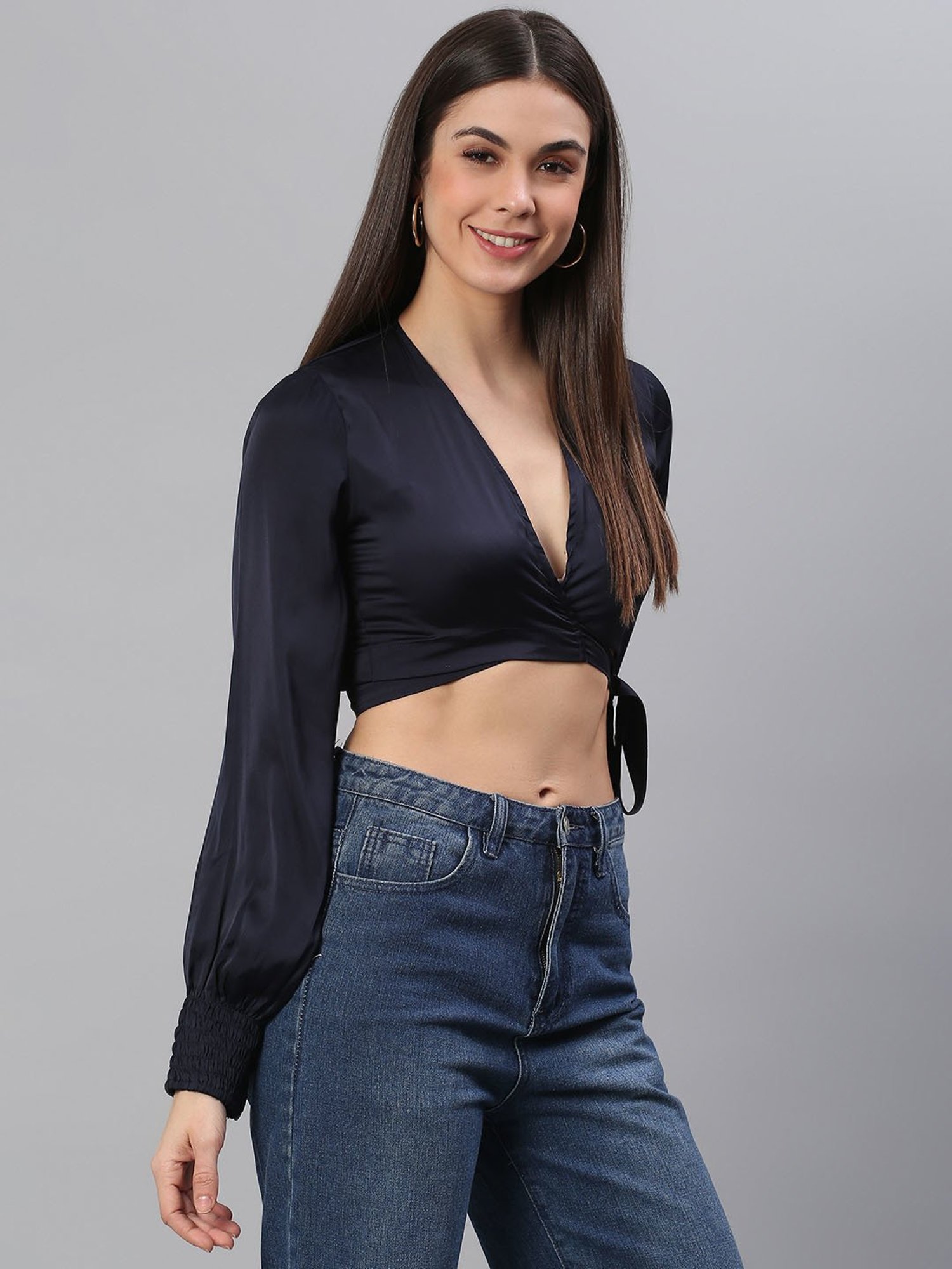 Cation Navy Crop Top