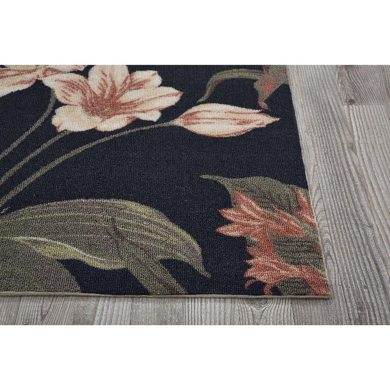 Waverly Sun & Shade "Wilea Coast" Black Indoor/Outdoor Area Rug by Nourison SND24 4'4" x 6'11"