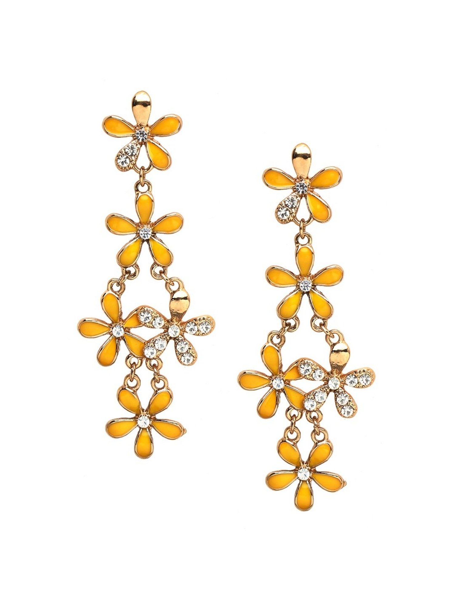 YouBella Contemporary Golden Yellow & White Dangler Earrings for Women