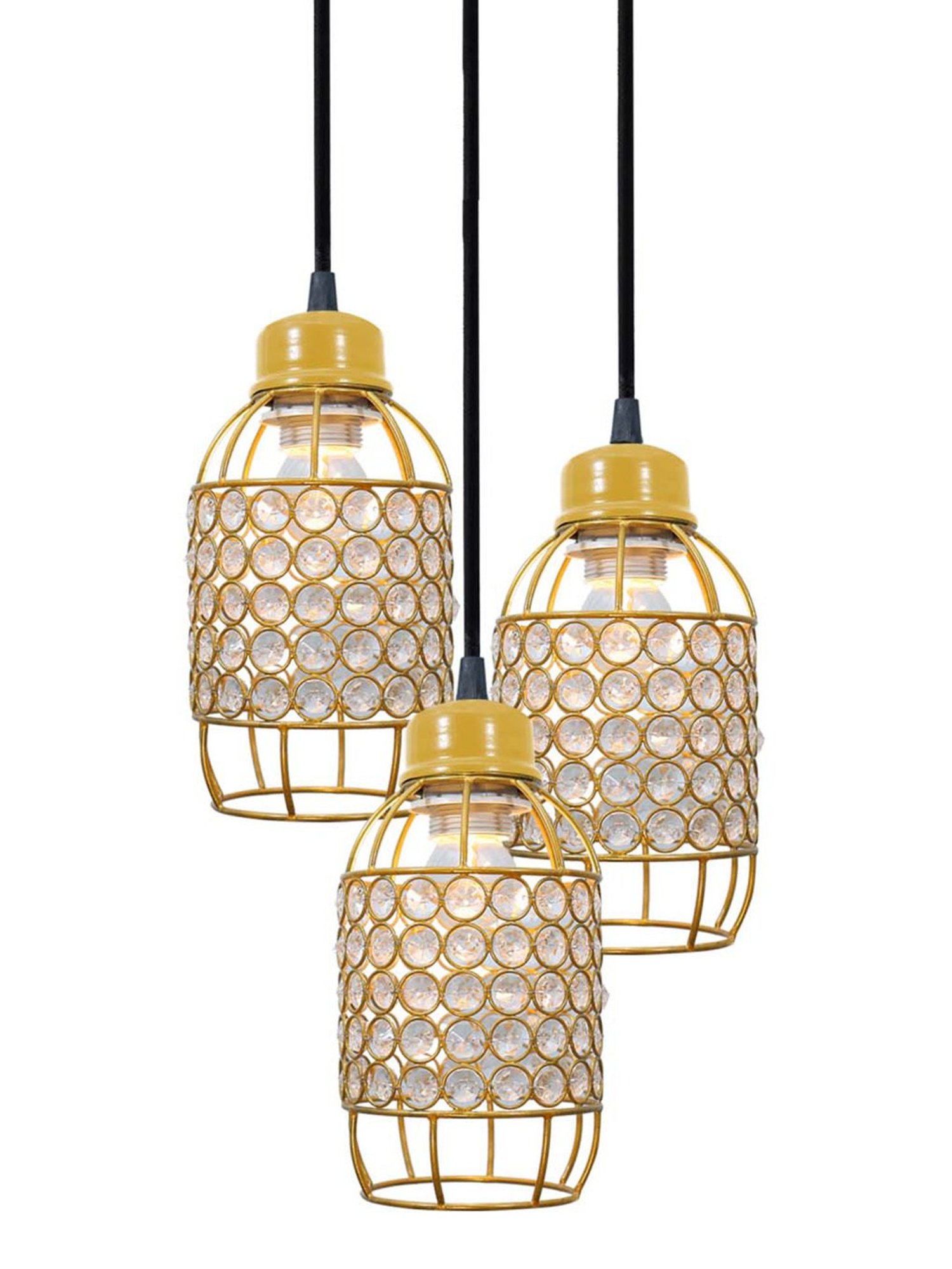 Homesake Gold Metal 3-Lights Round Cluster Chandelier Half Capsule Hanging Light