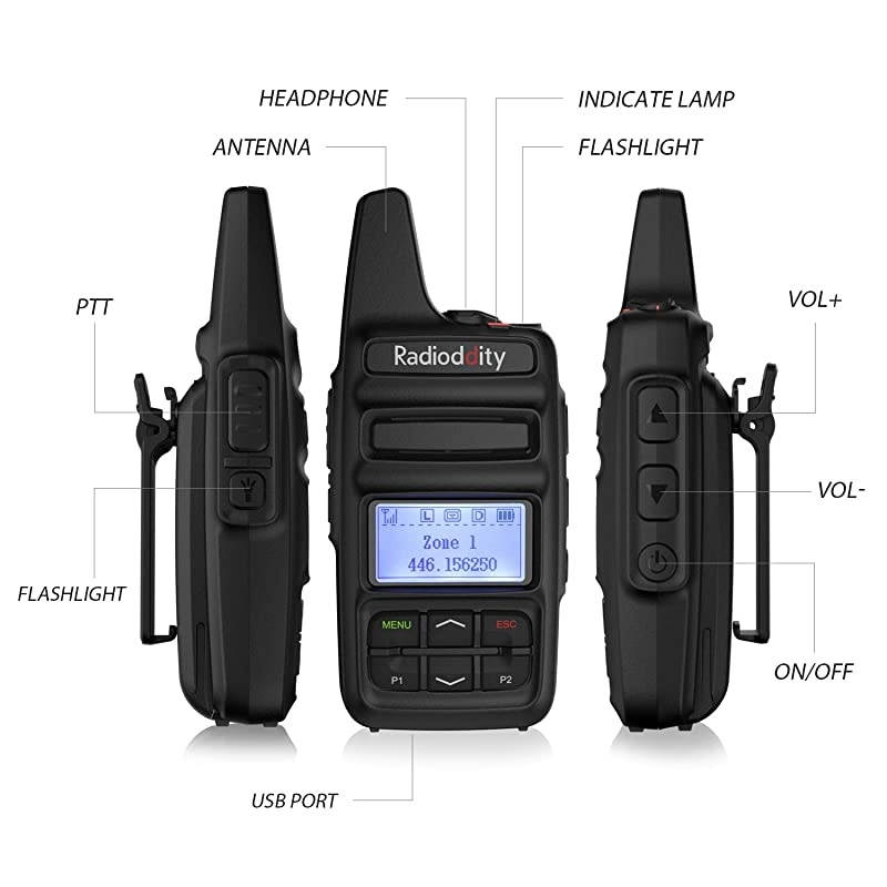 GD73A UHF DMRAnalog Two Way Radio 2 Watts Ham Radio for Beginners with Dual Time Slot 3600mAh Battery USB Charging Programming Compact Long Range Walkie Talkie