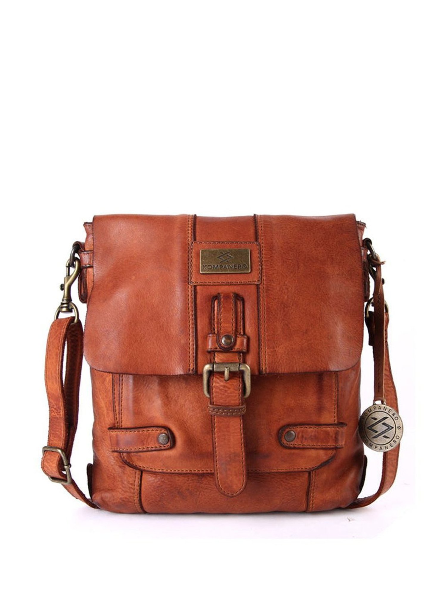 HiLEDER Brown Textured Small Leather 12 inch Cross Body Bag