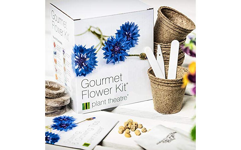 Plant Theatre Gourmet Flower Kit - Plant Seed Kit - 6 Edible Flower Varieties to Grow - Everything you need to start growing in one box!