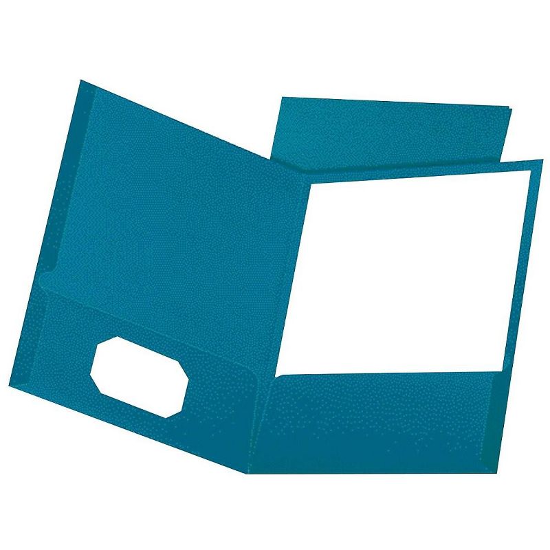 Oxford Linen Finish Twin Pocket Folders Letter Teal 25/Box 53442