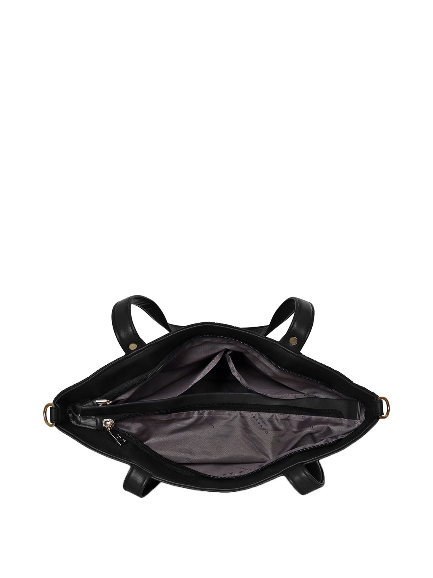 Giordano Black Textured Medium Shoulder Handbag