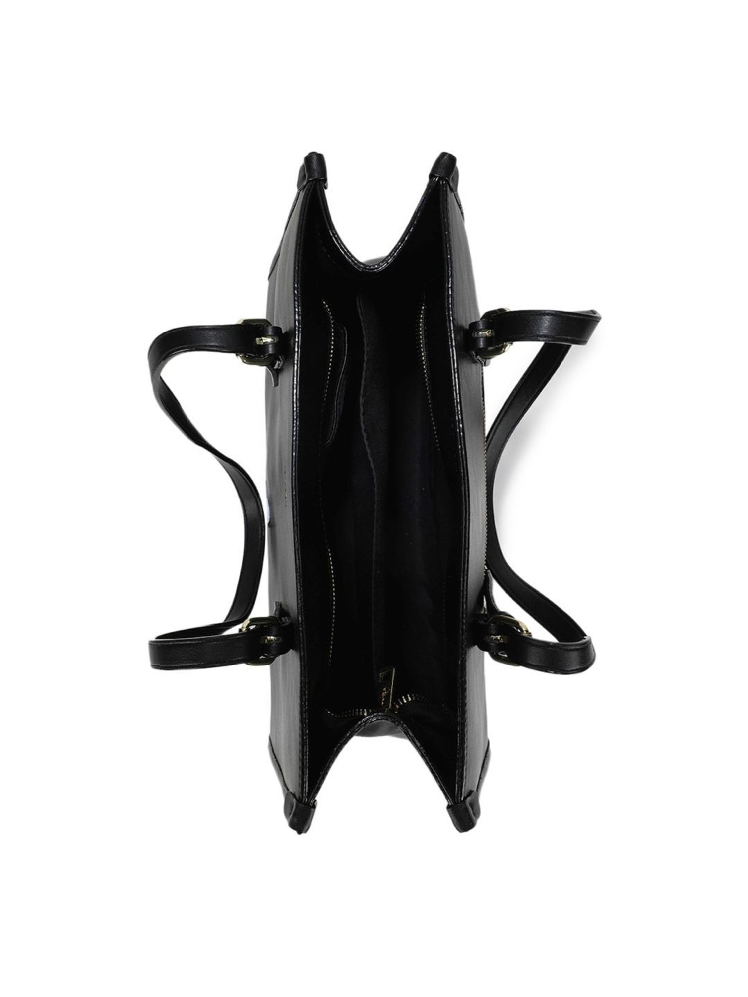 Tyra Hazel Black Solid Faux Leather Tote Handbag