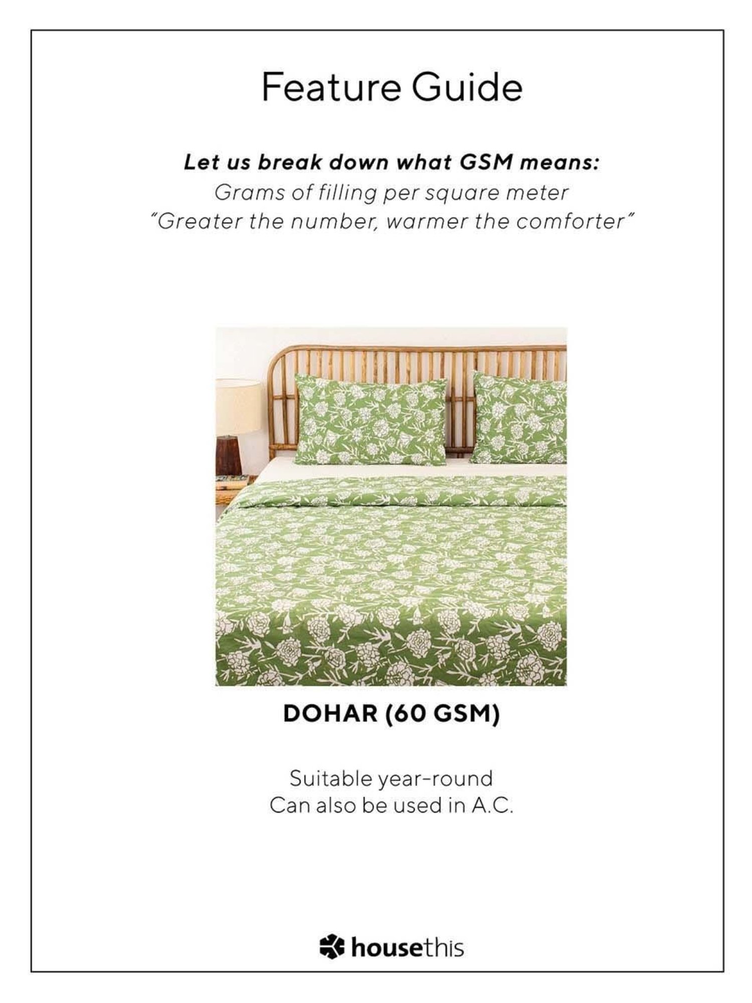 House This Genda Phool Green Cotton 144 TC Single Size Dohar