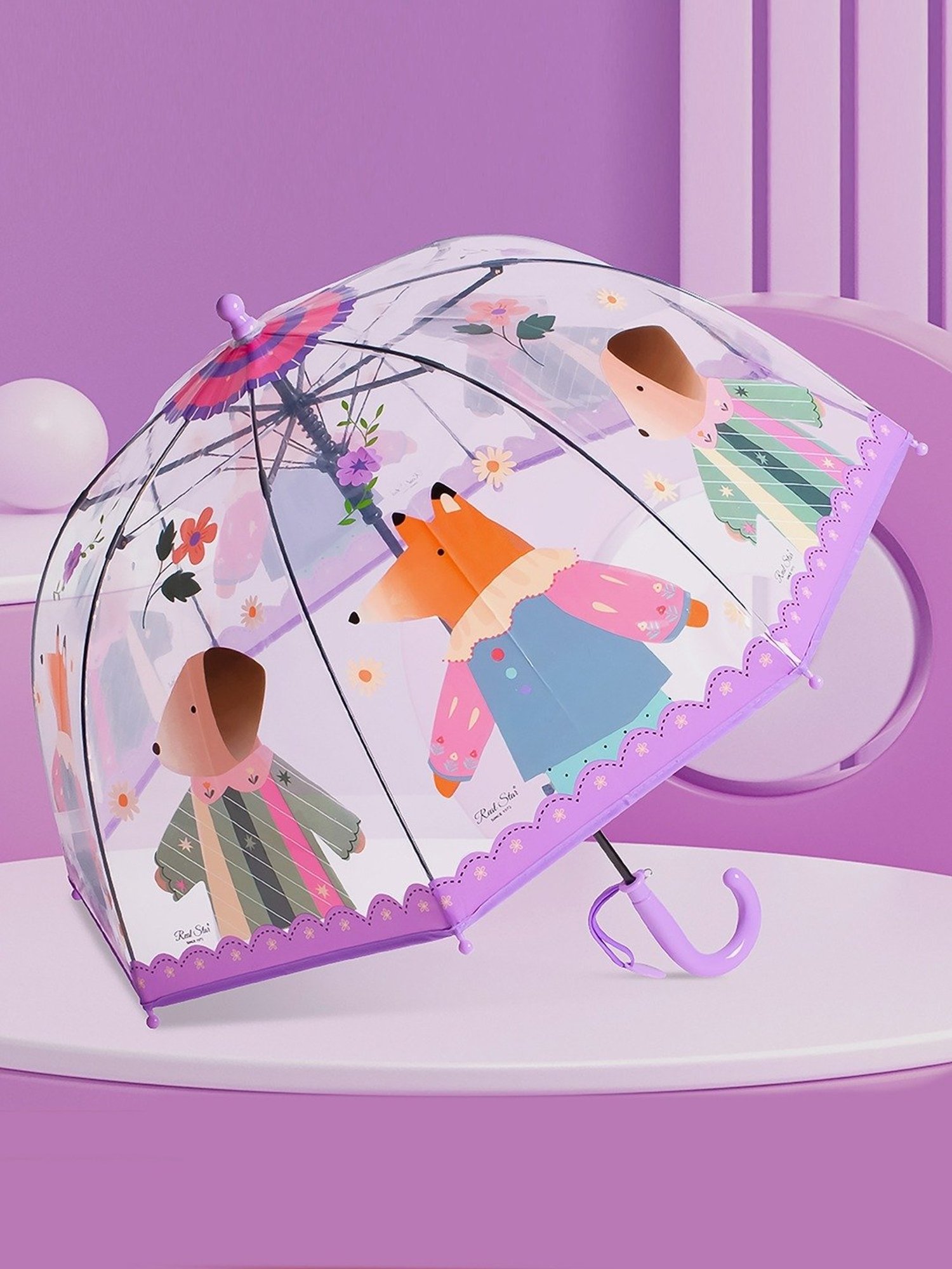 Little Surprise Box Purple Polyester Printed 2 Fold Umbrella