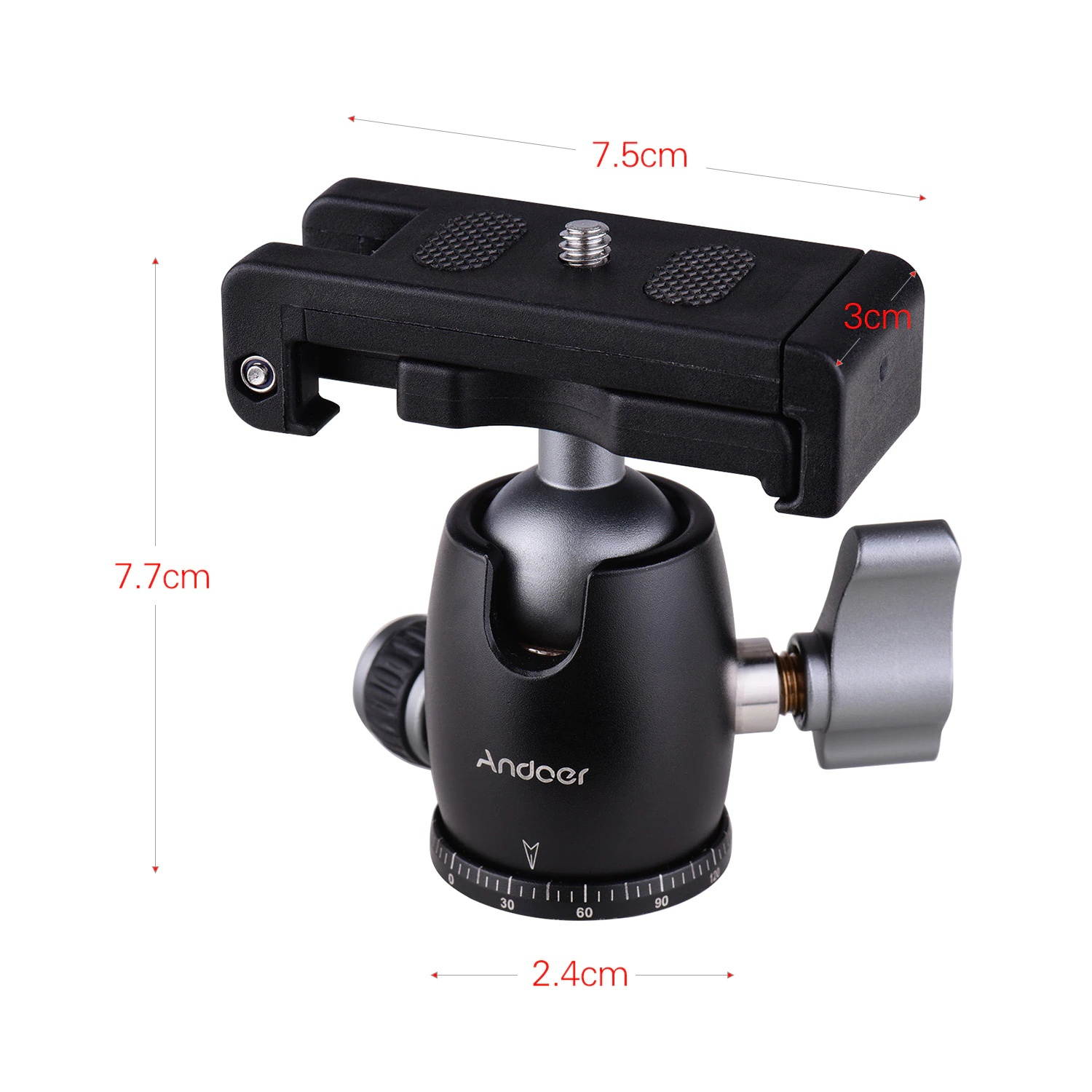Camera Tripod Ball Head 360&deg; Swivel Panorama ballhead Rotating with Integrated Phone Clamp 1/4 Screw Universal 3/8 Mounting
