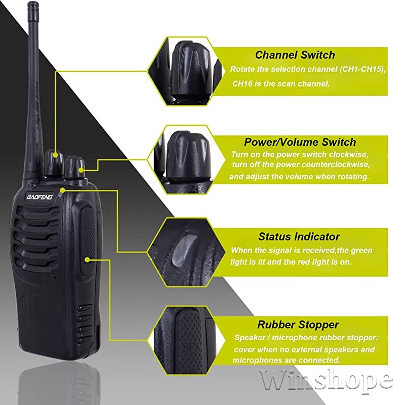 Long Range Walkie Talkies FRSGMRS Two Way Radios with Earpiece 2 Pack UHF Handheld Reachargeble BF888s Interphone for Adults or Kids Hiking Biking Camping Liion Battery and Charger Included