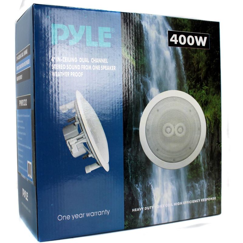 Pyle PWRC82 8" 400W 2-Way Indoor/Outdoor Waterproof Ceiling Speaker, White