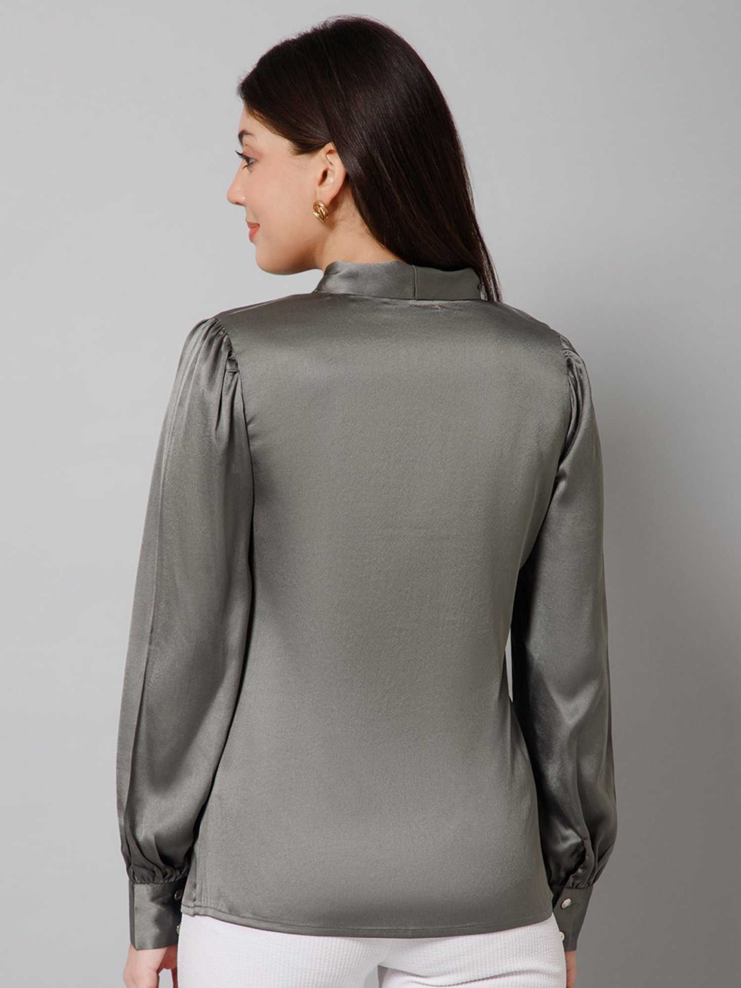 PURYS Grey Full Sleeves Top