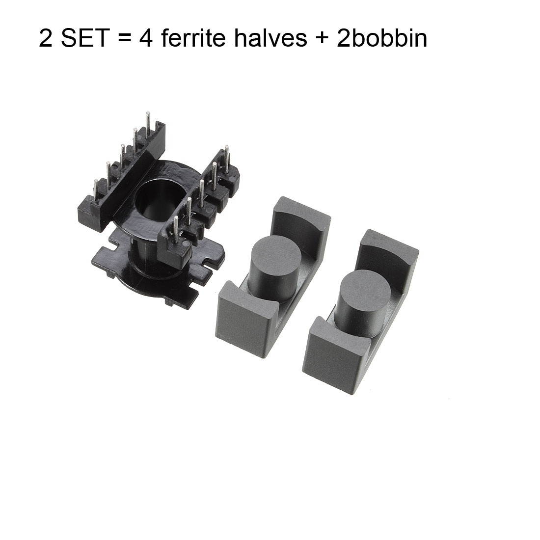 2 Sets EC28 5 with 5pin Transformer Bobbin PC40 Ferrite Core Vertical 4 Ferrite Halves and 2 Bobbin