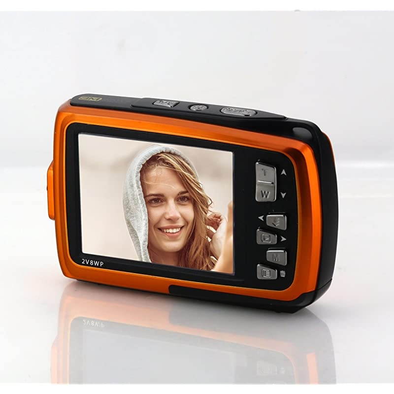 Duo2 180 MP HD Underwater Digital amp Video Camera Waterproof to 10 ft with Dual LCD Screens 27quot Orange 2V8WPO