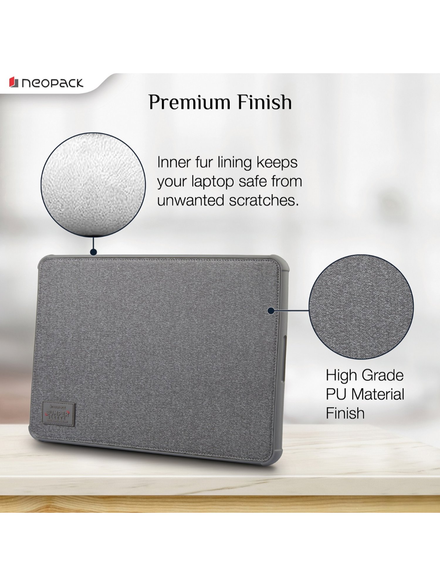 Neopack Bumper Sleeve Case for All 13" Macbooks Retina Display Models & M1 Series (Grey)