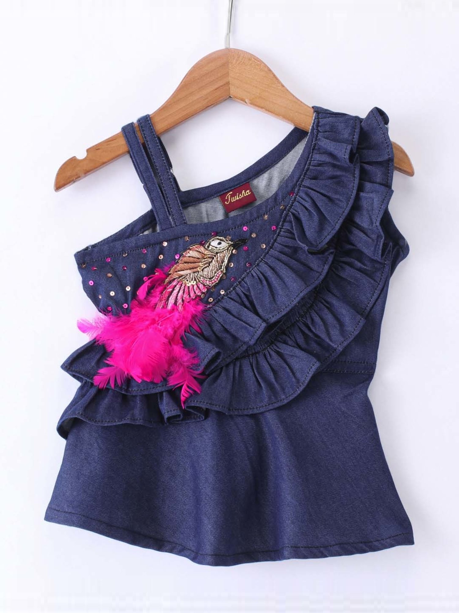 TWISHA Kids Blue & Pink Applique Top Set