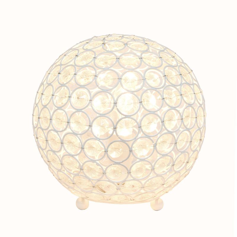 8" Elipse Crystal Ball Sequin Table Lamp White - Elegant Designs