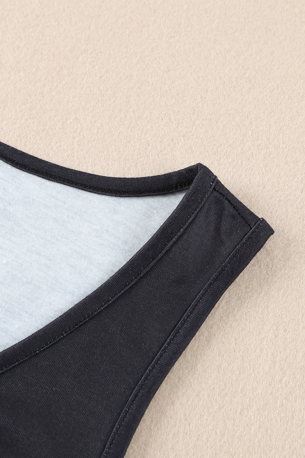 Black Gradient Leopard Split Neck Tank Top