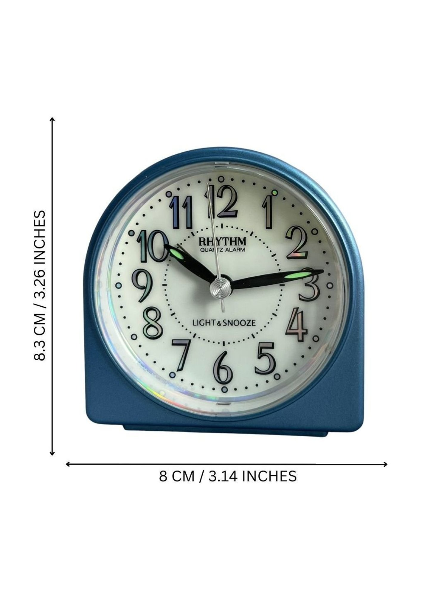 RHYTHM Elegant Square Blue Plastic Table or Desk Clock