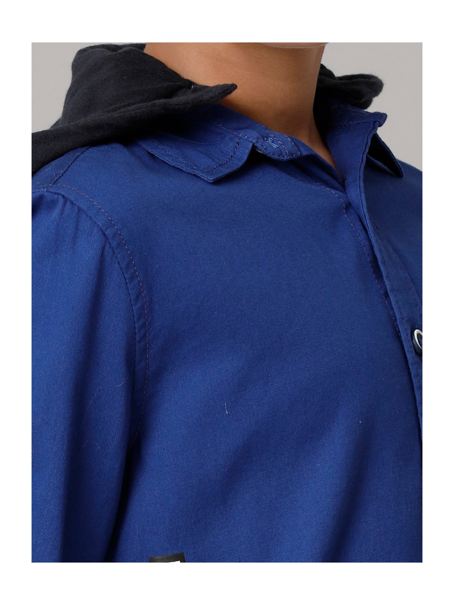 Under Fourteen Only Kids Blue Solid Full Sleeves Shirt