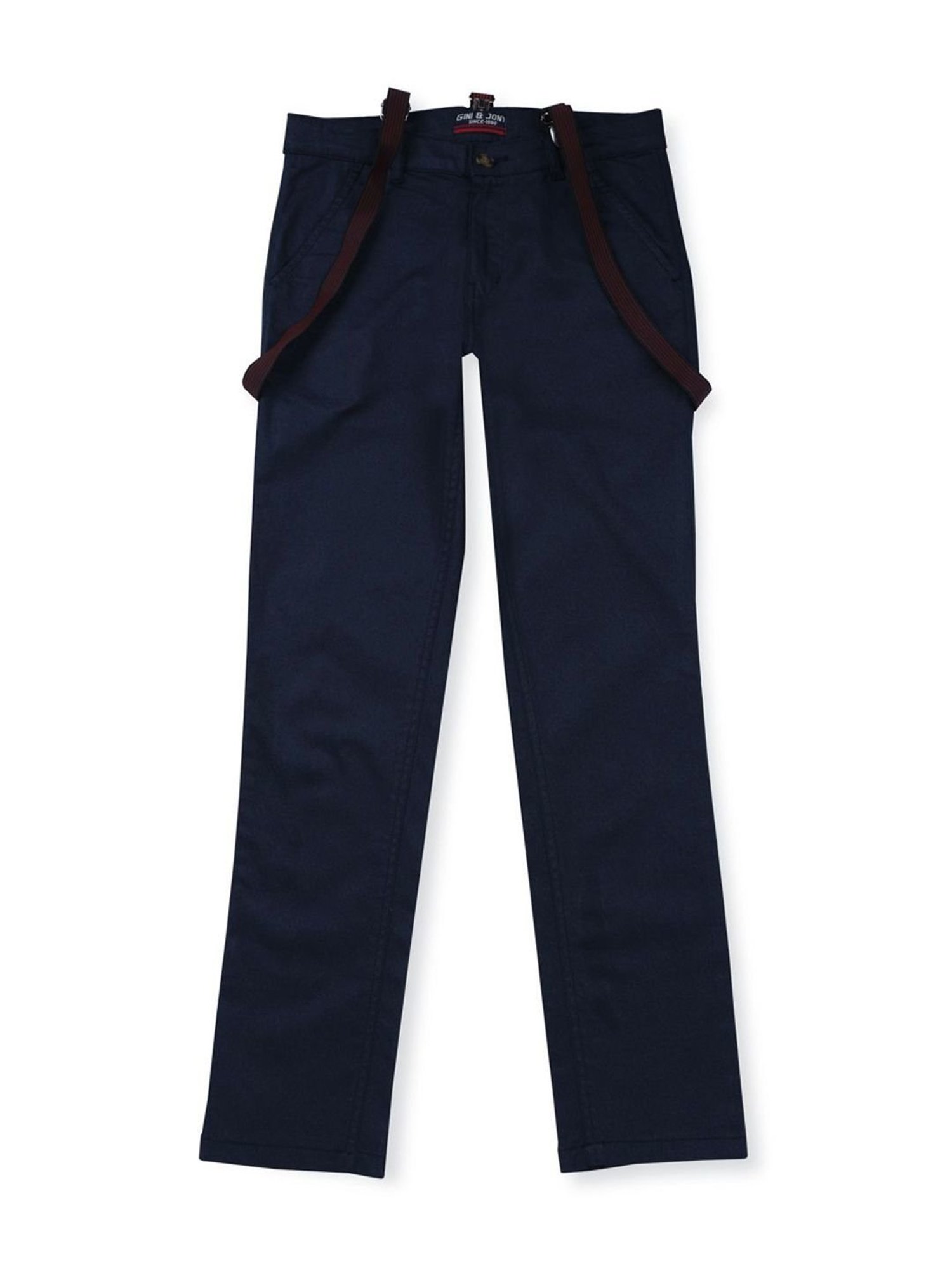 Gini & Jony Boys Navy Cotton Regular Fit Trousers