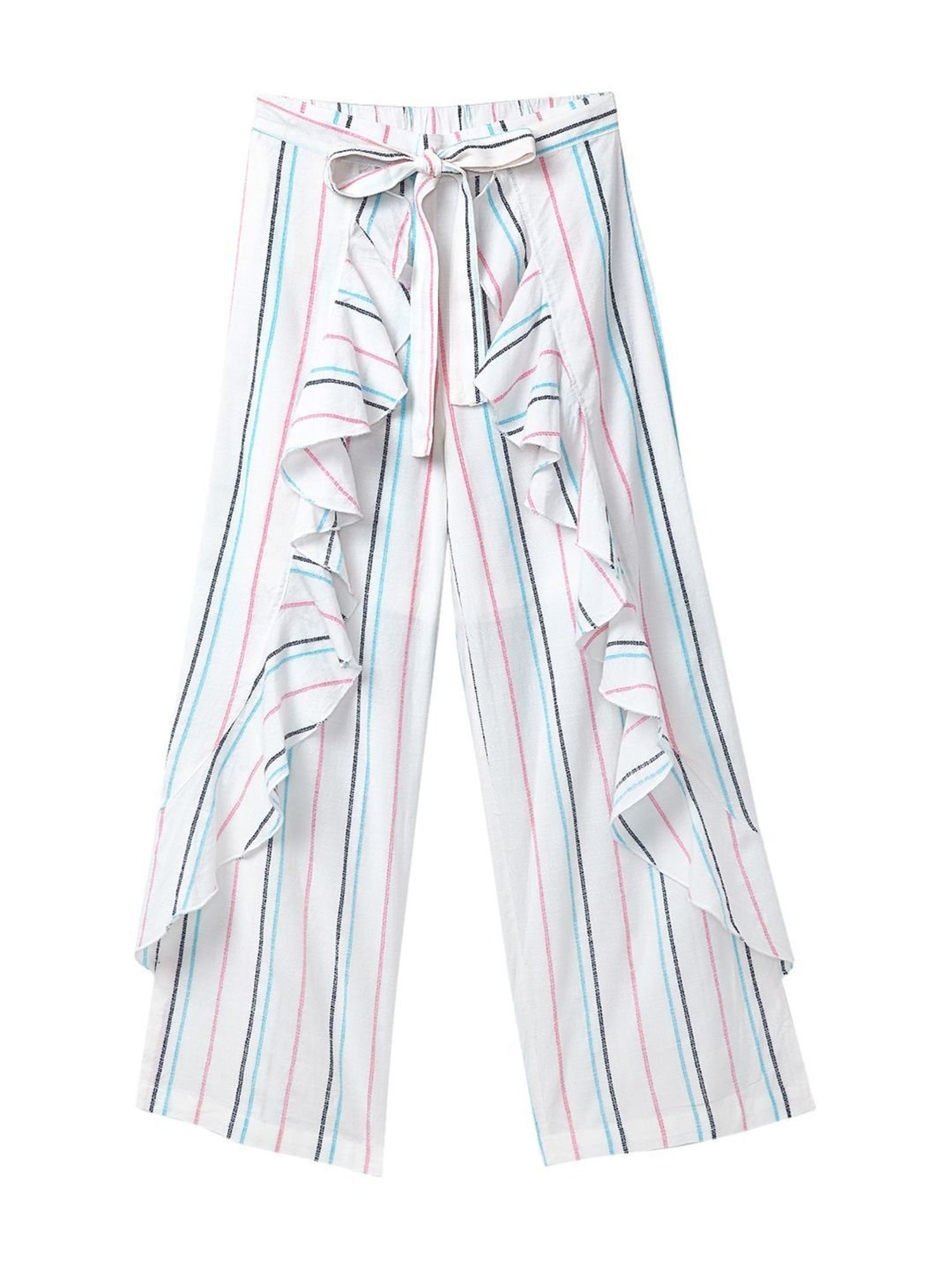 Cub McPaws Girls White & Pink Striped Palazzo