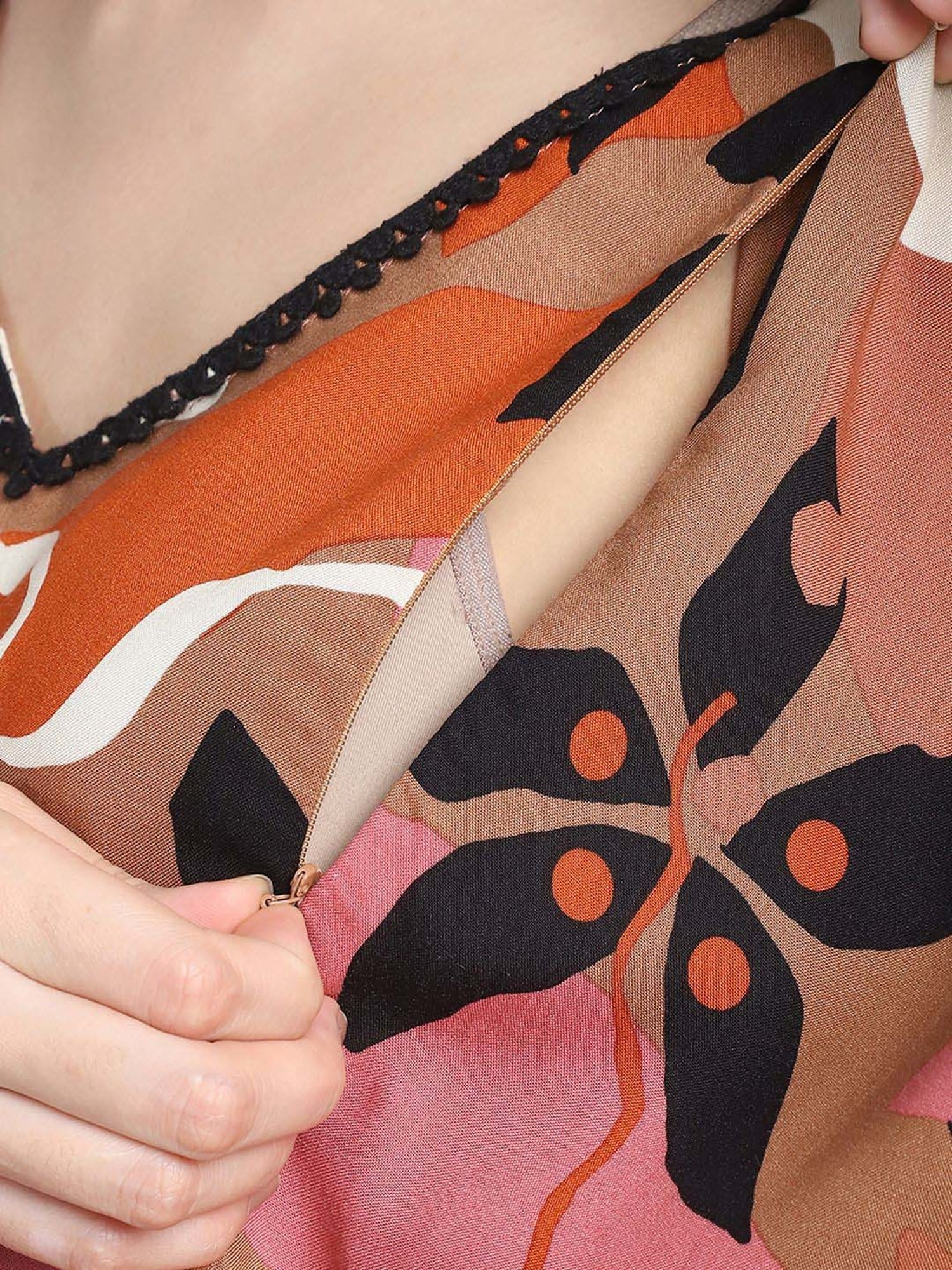 Secret Wish Brown Printed Maternity Kaftan