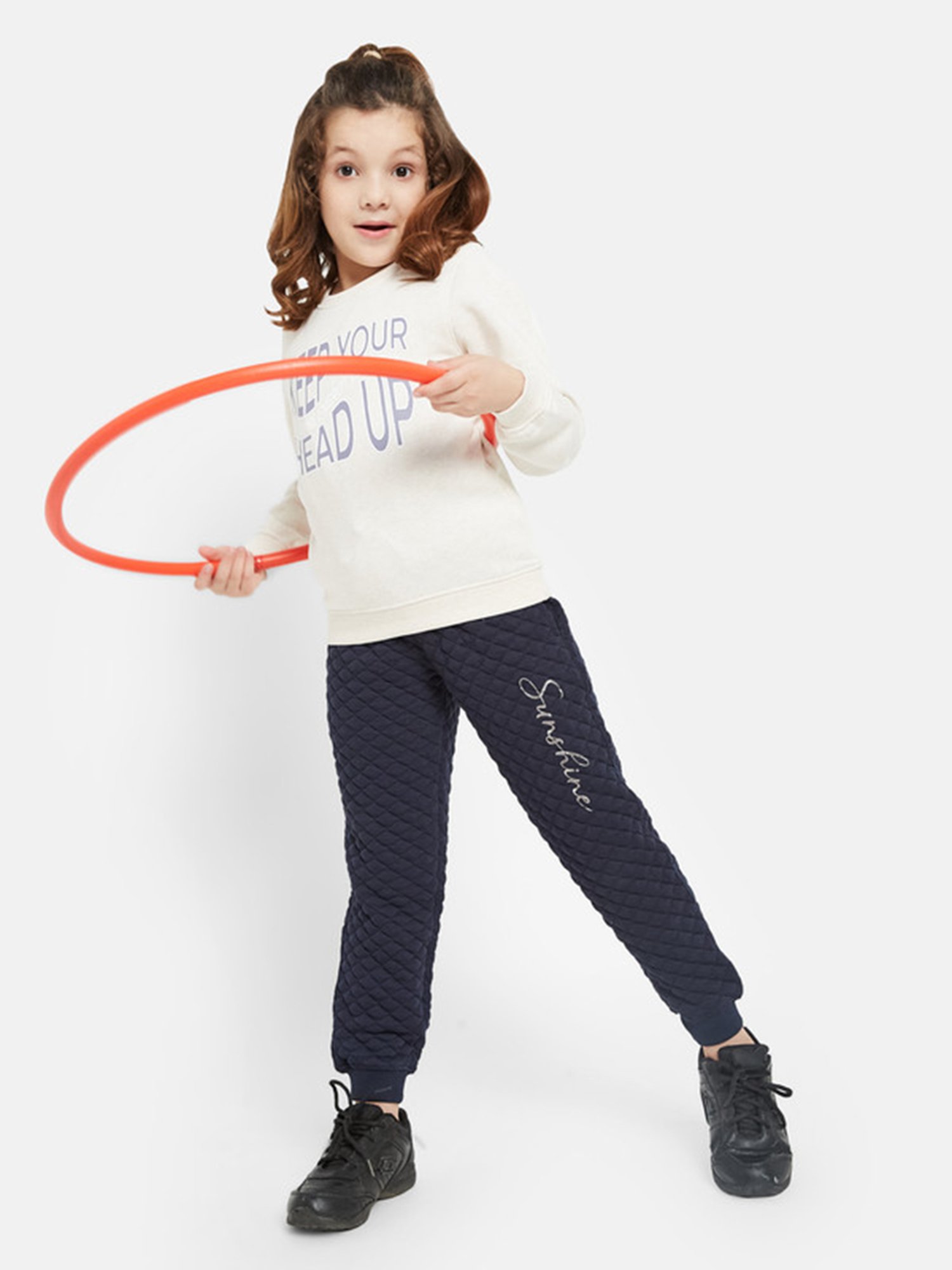 METTLE Girls Navy Solid Joggers