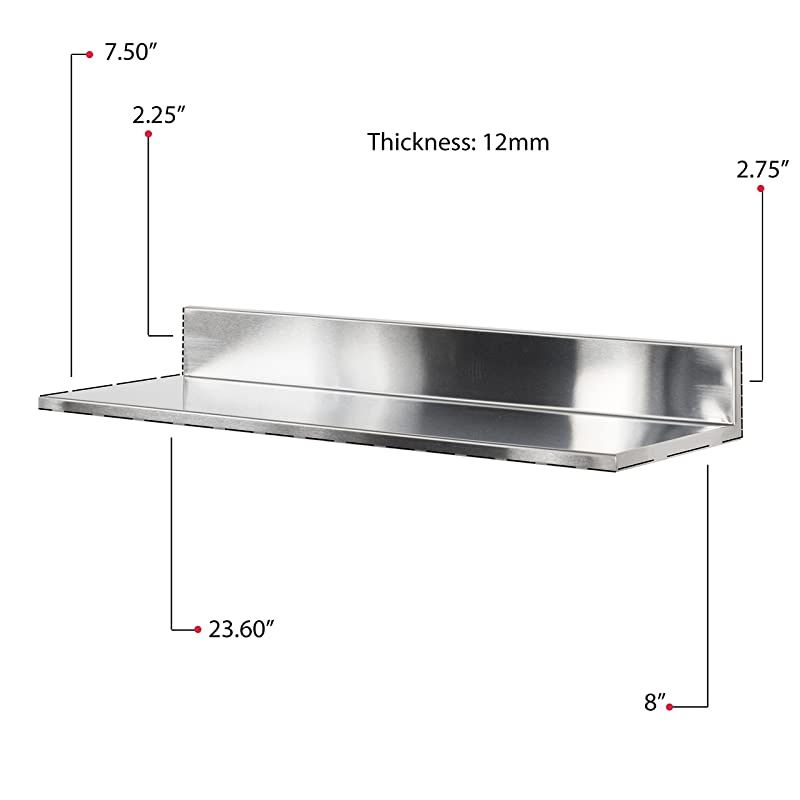Stainless Steel Wall Mountable 2360 Inch Kitchen Shelf for Restaurants Businesses and Eateries 2