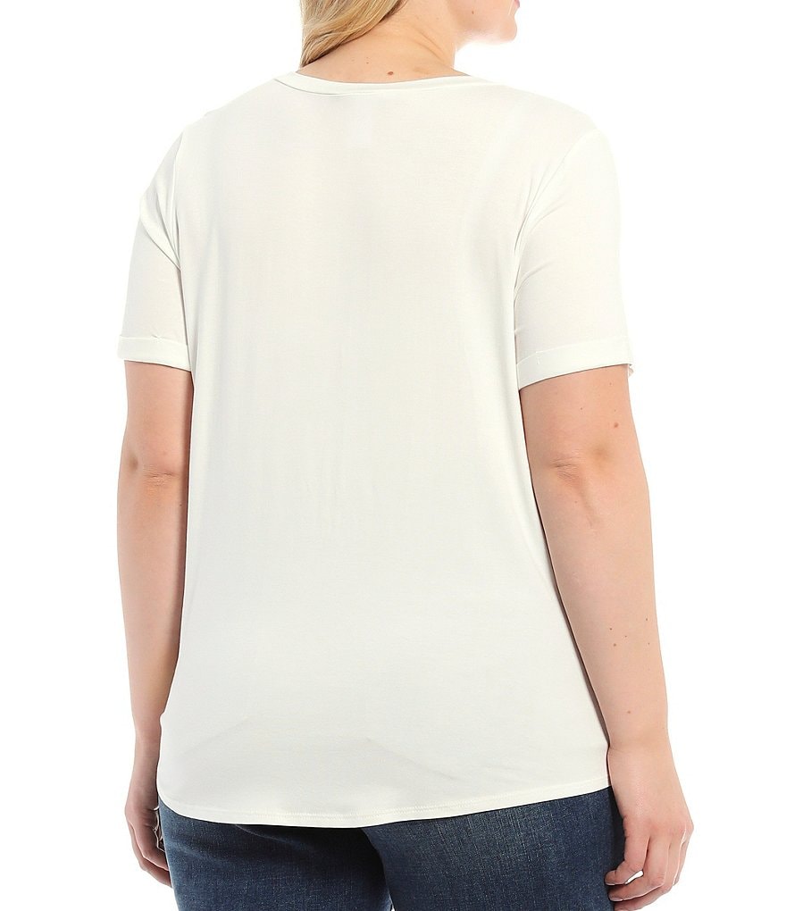 Moa Moa Plus Size America The Beautiful Knot Hem Crew Neck Short Sleeve Tee