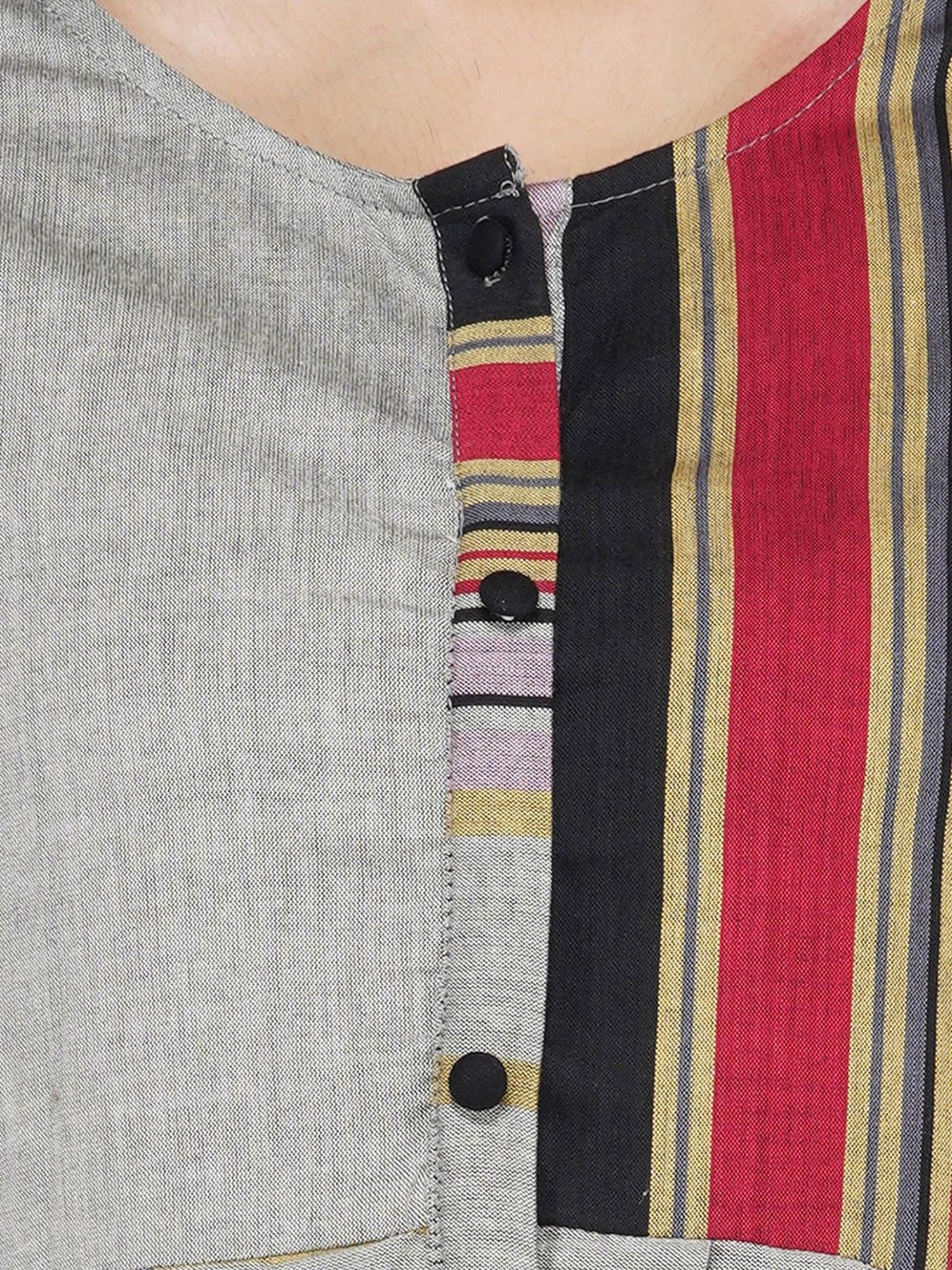 Paislei Grey Striped Kurta