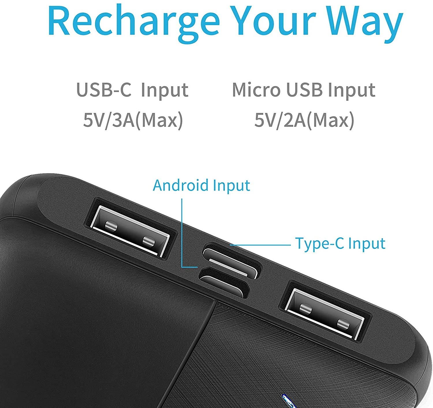 BSYYO Portable Charger Dual 3A High-Speed 10000mAh Power Bank USB C Input External Battery Pack Phone Changer for iPhone X XS 8 Plus Google Samsung LG iPad and More