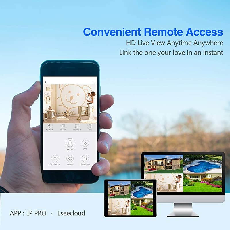 8CH,Expandable] All in one with 12.5" Monitor Wireless Security Camera System,  Home Business CCTV Surveillance 1080P NVR, 4pcs 2.0MP Outdoor Indoor Night Vision One-Way Audio Camera,2TB HDD