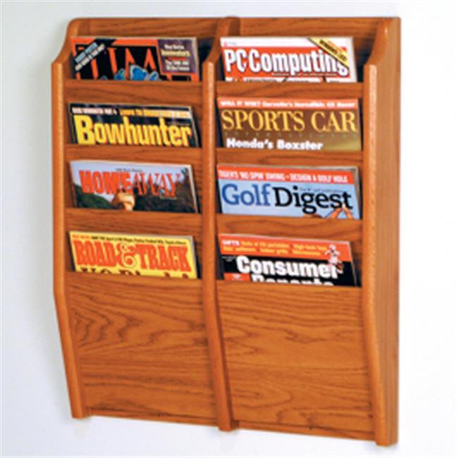 Wooden Mallet Cascade 8 Pocket Magazine Display Rack Medium Oak