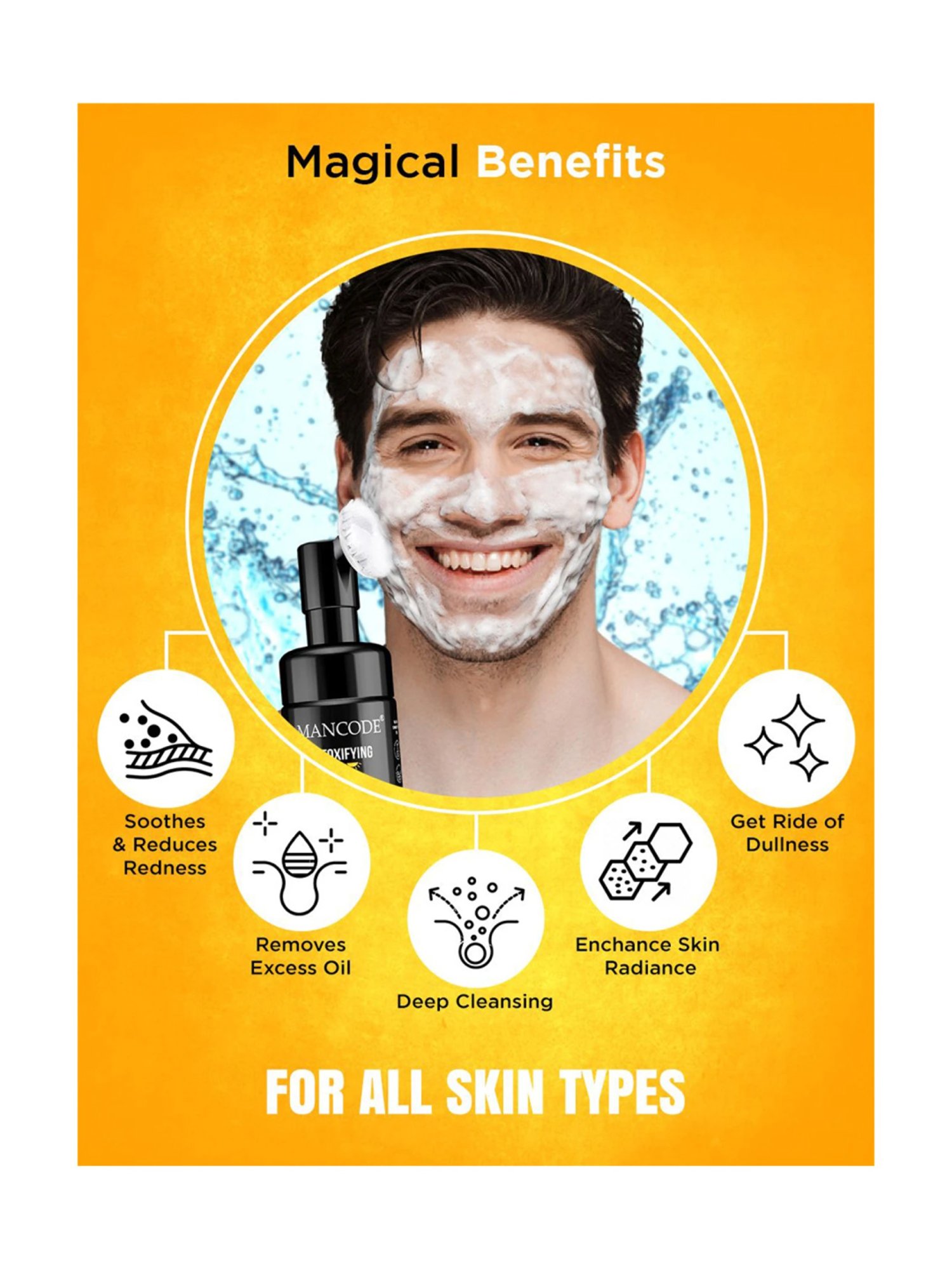 Mancode Detoxifying De-Tan Foaming Facewash - 150 ml