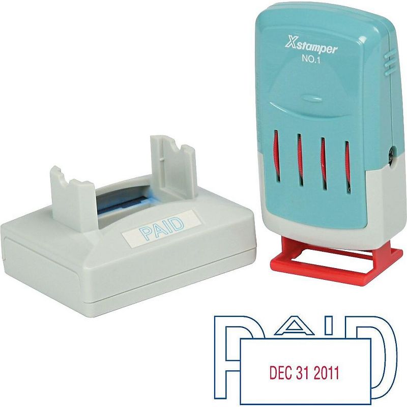 Xstamper VersaDater Message Dater 2 1/8 x 1 5/16 PAID Blue/Red 66210