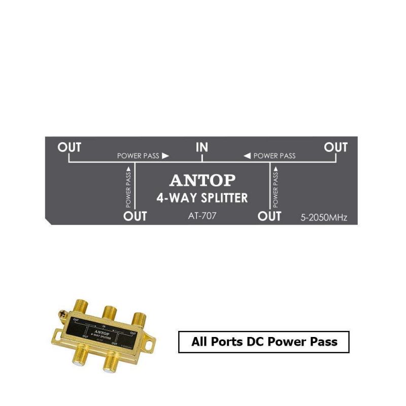 ANTOP Coaxial Cable Splitter Ultra Mini Distribution for Satellite TV Antenna Signals 2GHz- 5-2050MHz (AT-707)
