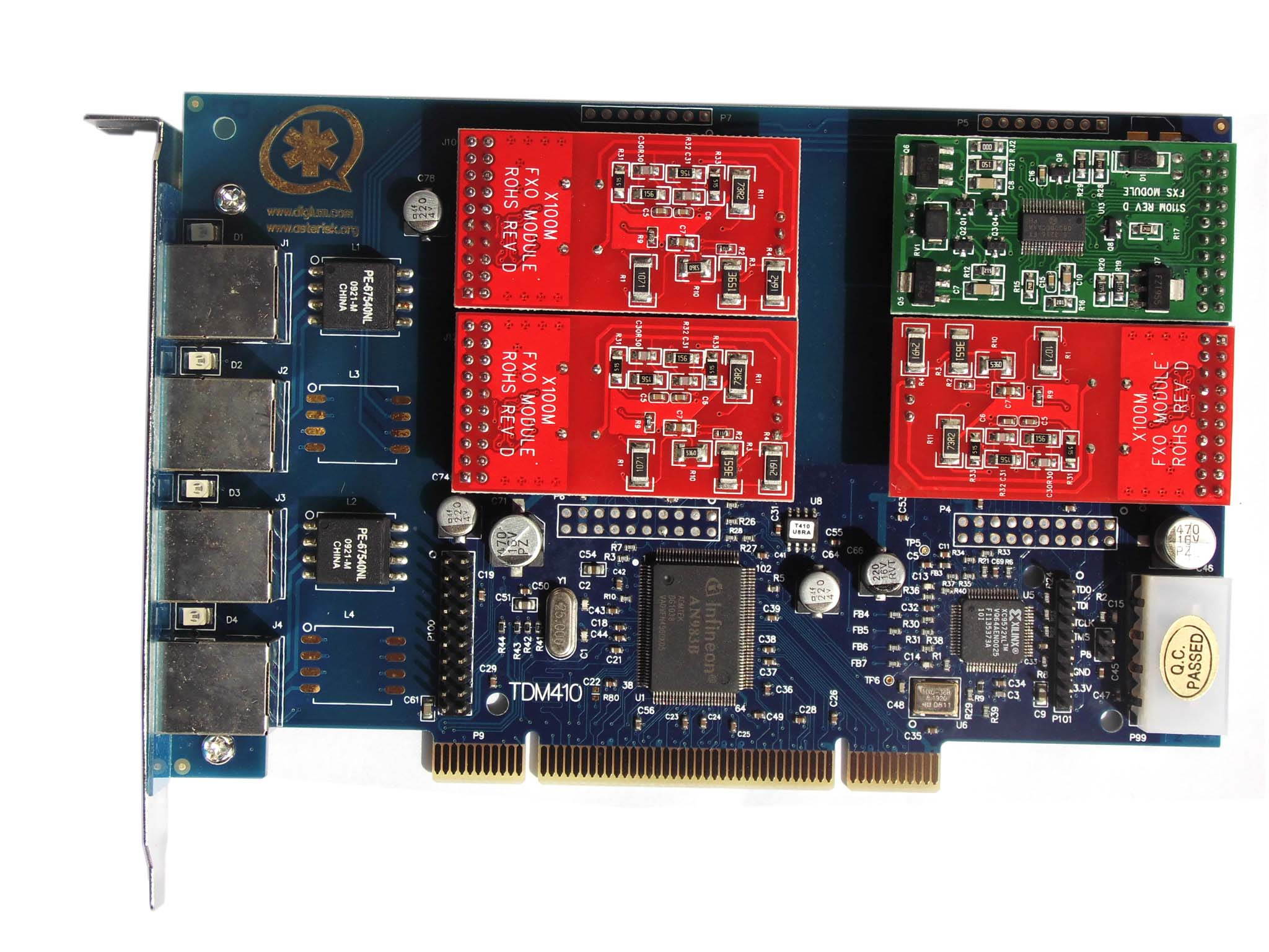TDM410P TDM410 4 Ports (3fxo+1fxs) HQ PCB PCI interface voip Analog asterisk Card supports VPMADT032 EC asterisk trixbox elastix freepbx ,TDM400,TDM400P,AEX410,AEX410P