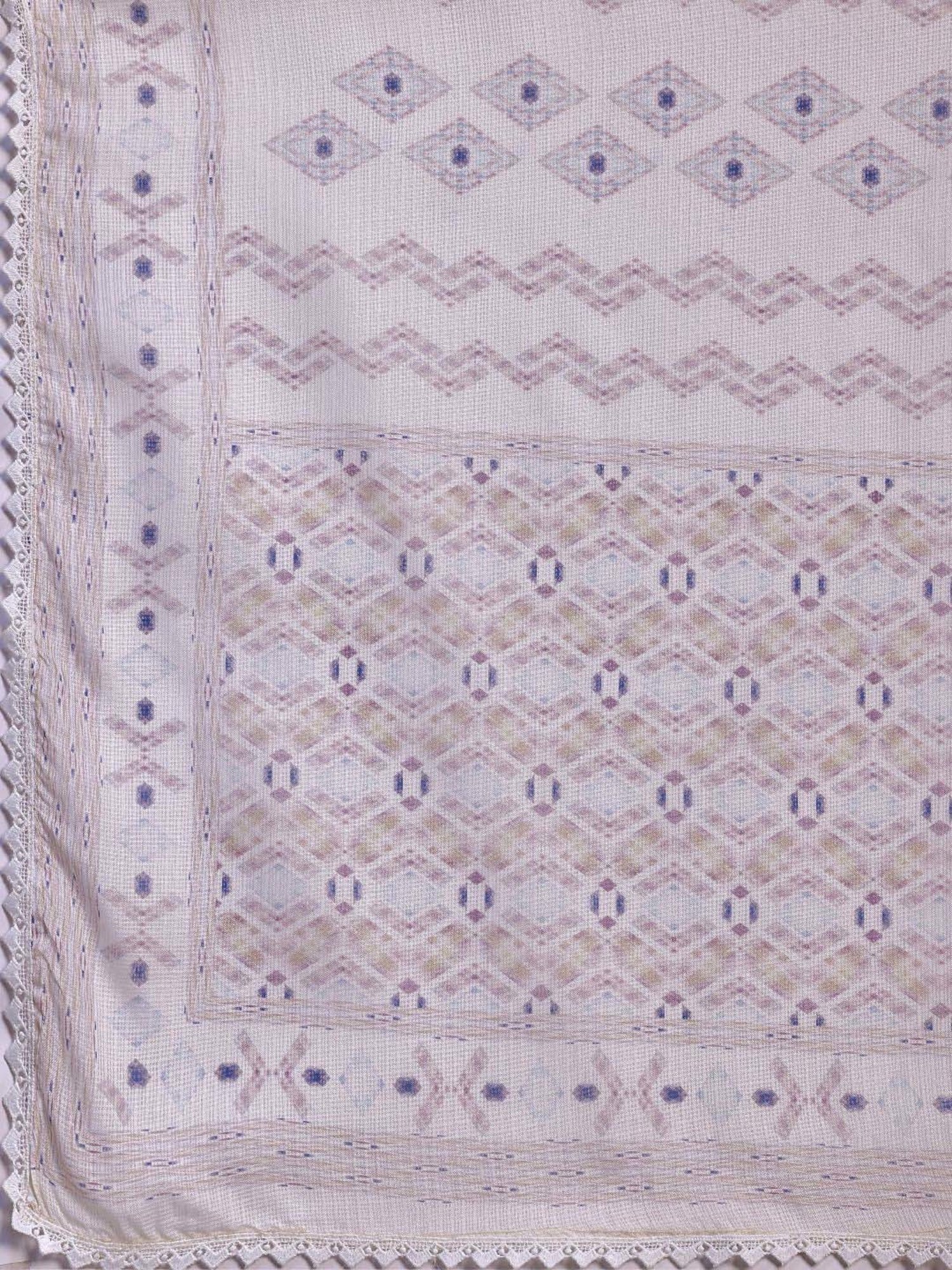 Libas Beige Printed Kurta Pant Set With Dupatta