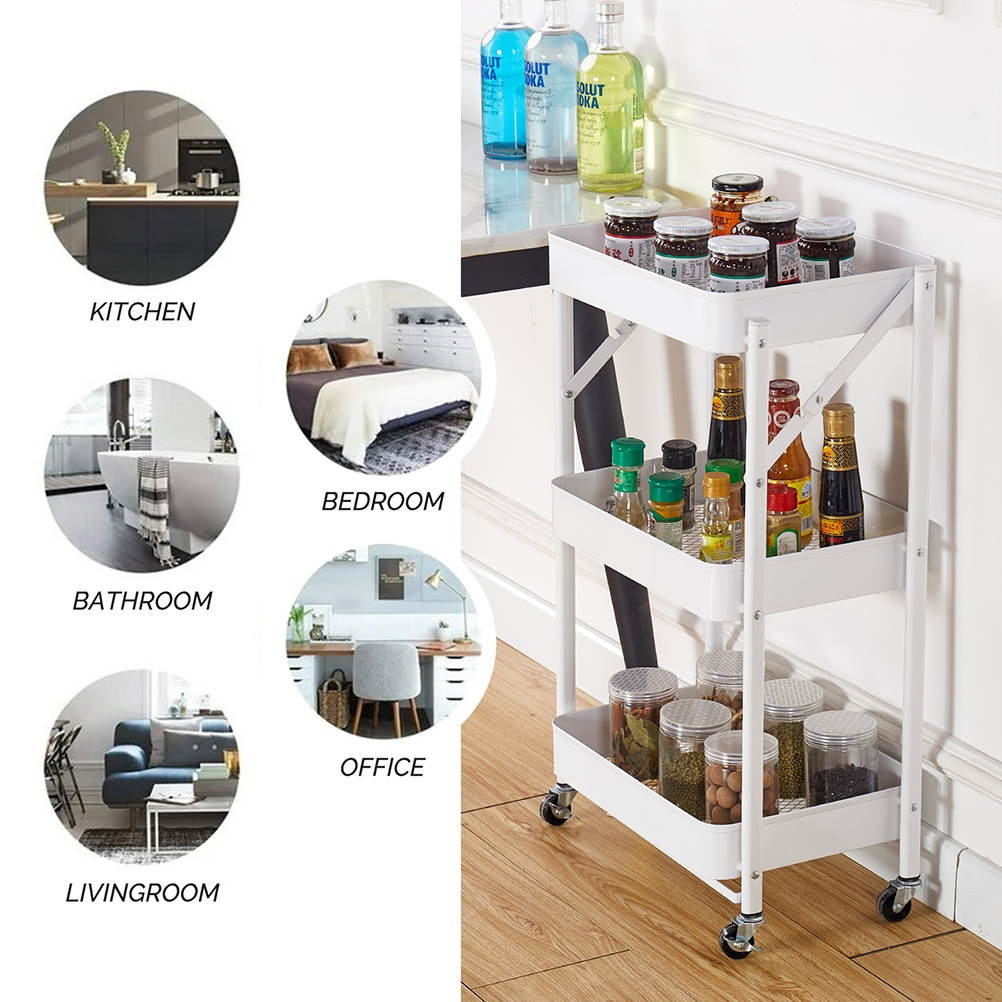 1pc Safe Practical Stylish Kitchen Storage Cart Home Storage Rack Utility Cart for Kitchen