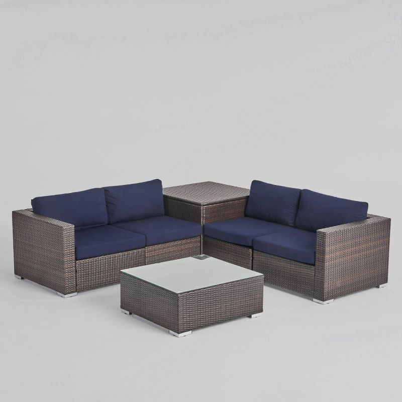 Santa Rosa 6pc All-Weather Wicker Patio Sectional Sofa Set Brown - Christopher Knight Home