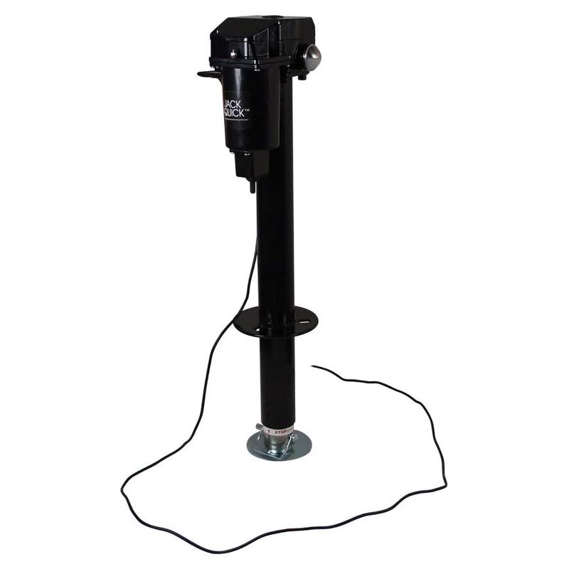 Quick Products JQ-3000 2.25 Inch Water Resistant 3,250 Pounds Electric Tongue Jack with Dual LED Work Lights and Manual Crank Override