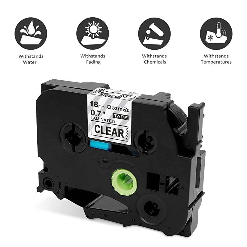 Compatible Label Tape Replacement for TZE141 Black on Clear Standard Laminated Tape 18mm 07 Inch TZE Tape Compatible with Brother Label Maker 2 Pack