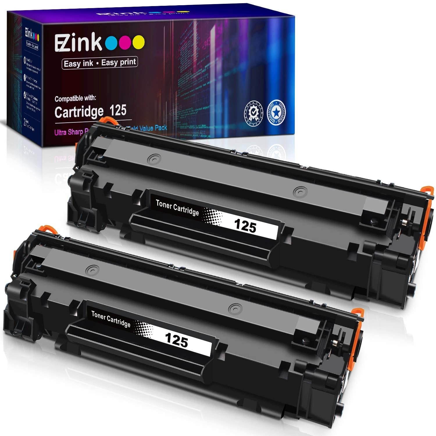 E-Z Ink (TM) Compatible Toner Cartridge Replacement for Canon 125 CRG-125 3484B001 to use with ImageClass LBP6030w ImageClass LBP6000 ImageClass MF3010 Laser Printer (Black, 2 Pack)