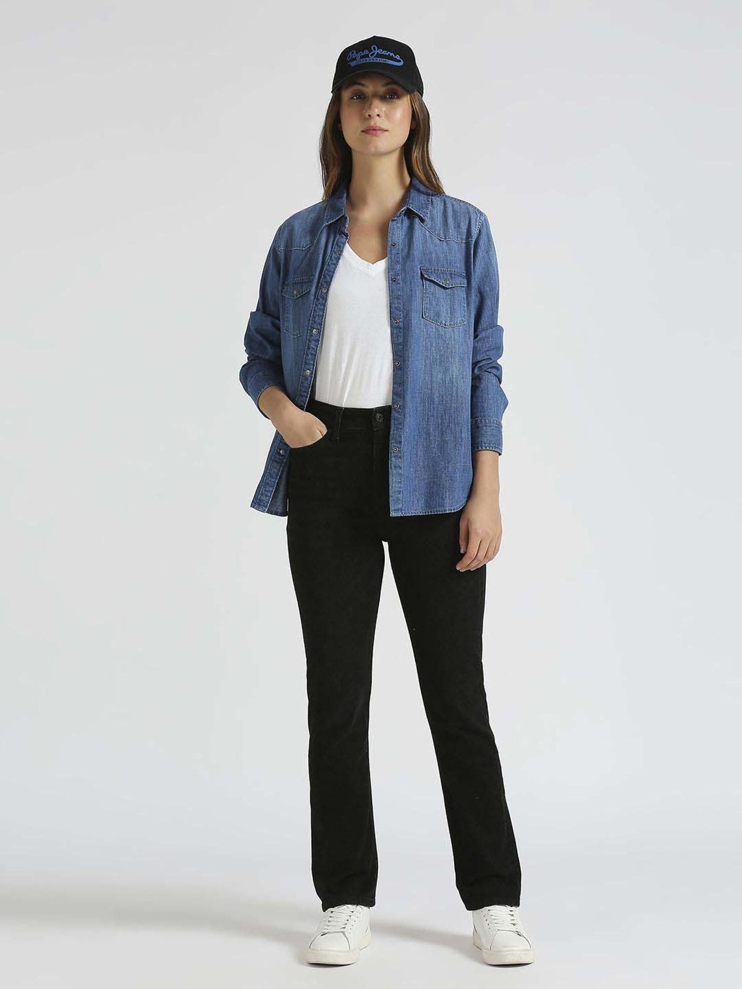 Pepe High Rise Jeans Black Cotton High Rise Jeans